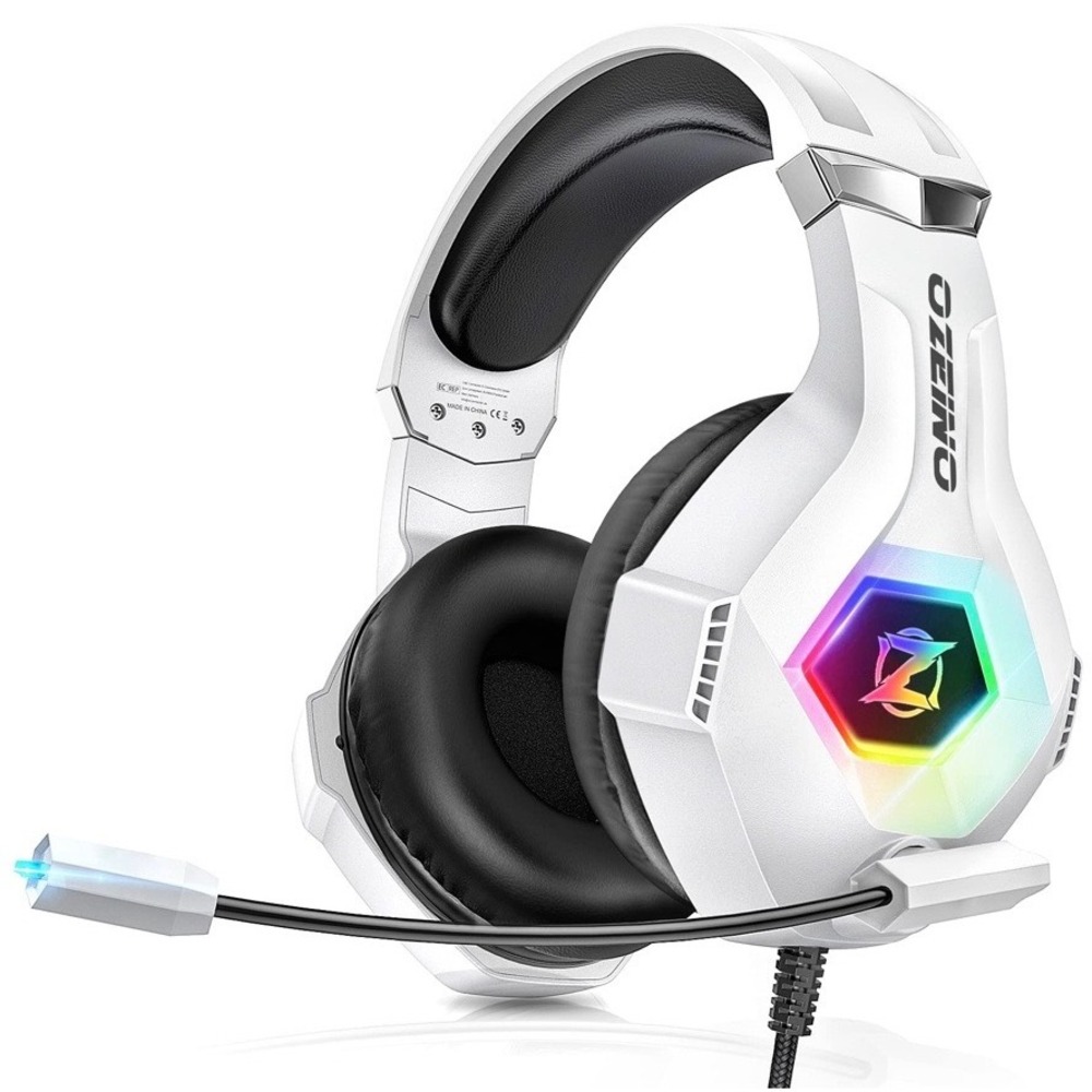 Ozeino ZW1 Gaming Headset White RGB Noise Cancelling Mic PS5 Xbox PC Switch NEW